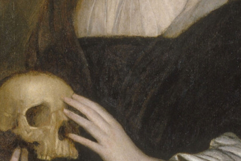 Stuk van schilderij van tentoonstelling Constantijn Huygens: Geuren en Verhalen